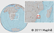 Gray Location Map of Inharrime, highlighted parent region, within the entire country, hill shading