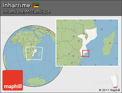 Savanna Style Location Map of Inharrime, highlighted country, within the entire country