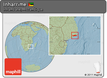 Savanna Style Location Map of Inharrime, hill shading