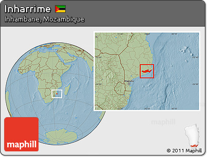Savanna Style Location Map of Inharrime, hill shading