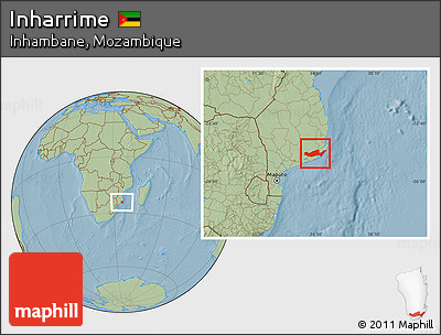 Savanna Style Location Map of Inharrime, hill shading