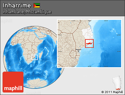 Shaded Relief Location Map of Inharrime, highlighted parent region