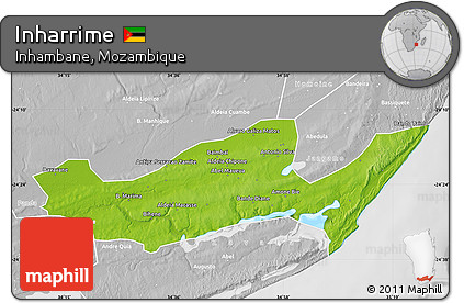 Physical Map of Inharrime, lighten, desaturated