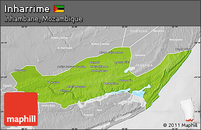 Physical Map of Inharrime, lighten, desaturated