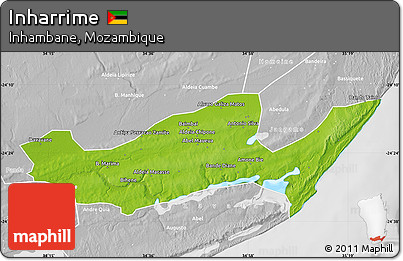 Physical Map of Inharrime, lighten, desaturated