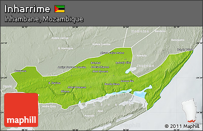 Physical Map of Inharrime, lighten, semi-desaturated