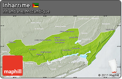 Physical Map of Inharrime, lighten, semi-desaturated