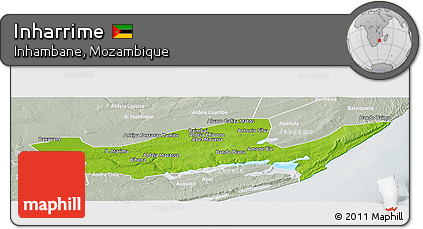Physical Panoramic Map of Inharrime, lighten, semi-desaturated