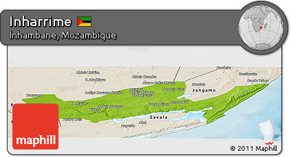 Physical Panoramic Map of Inharrime, shaded relief outside