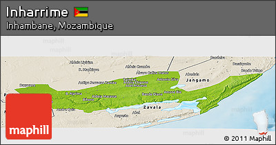Physical Panoramic Map of Inharrime, shaded relief outside