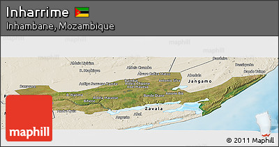Satellite Panoramic Map of Inharrime, shaded relief outside