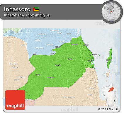 Political 3D Map of Inhassoro, lighten