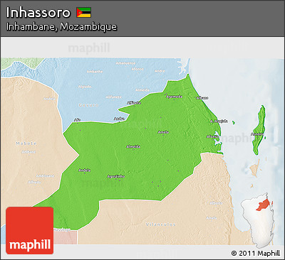 Political 3D Map of Inhassoro, lighten