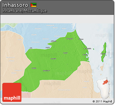 Political 3D Map of Inhassoro, lighten