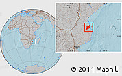 Gray Location Map of Inhassoro, hill shading
