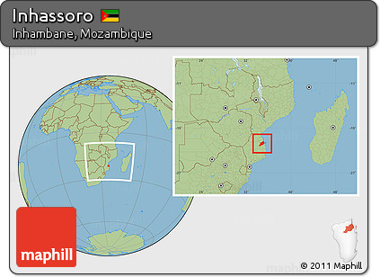 Savanna Style Location Map of Inhassoro, within the entire country