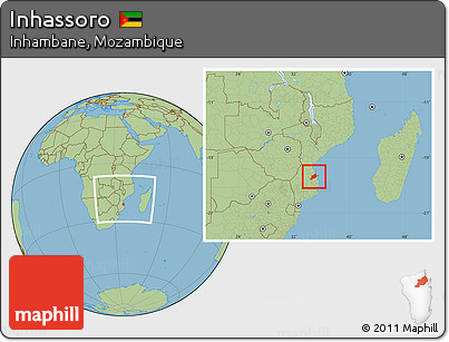 Savanna Style Location Map of Inhassoro, within the entire country