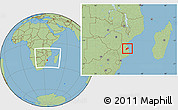 Savanna Style Location Map of Inhassoro, within the entire country
