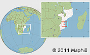 Savanna Style Location Map of Inhassoro, highlighted country, within the entire country