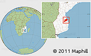 Savanna Style Location Map of Inhassoro, highlighted country