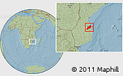 Savanna Style Location Map of Inhassoro, hill shading