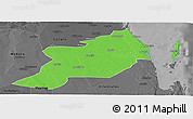 Political Panoramic Map of Inhassoro, darken, desaturated