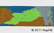 Political Panoramic Map of Inhassoro, darken