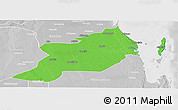 Political Panoramic Map of Inhassoro, lighten, desaturated
