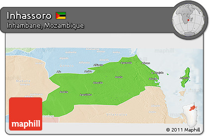 Political Panoramic Map of Inhassoro, lighten