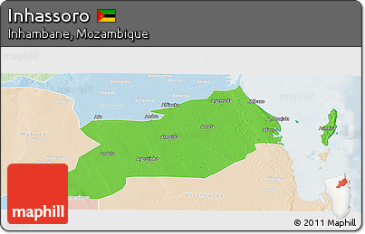 Political Panoramic Map of Inhassoro, lighten