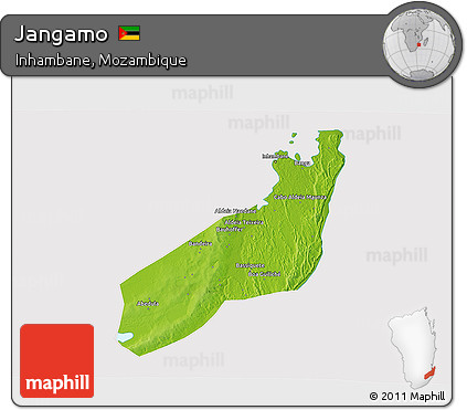 Physical 3D Map of Jangamo, cropped outside