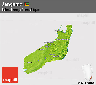 Physical 3D Map of Jangamo, cropped outside