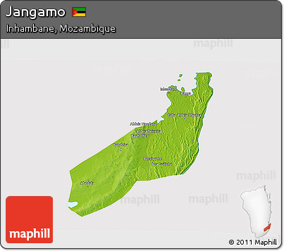Physical 3D Map of Jangamo, cropped outside