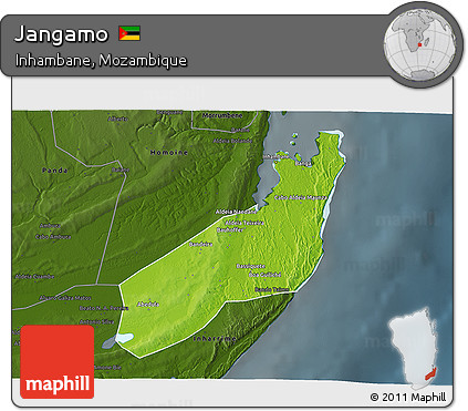 Physical 3D Map of Jangamo, darken