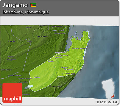 Physical 3D Map of Jangamo, darken