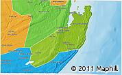 Physical 3D Map of Jangamo, political outside