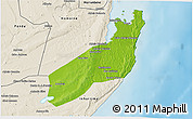 Physical 3D Map of Jangamo, shaded relief outside