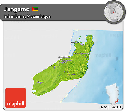 Physical 3D Map of Jangamo, single color outside