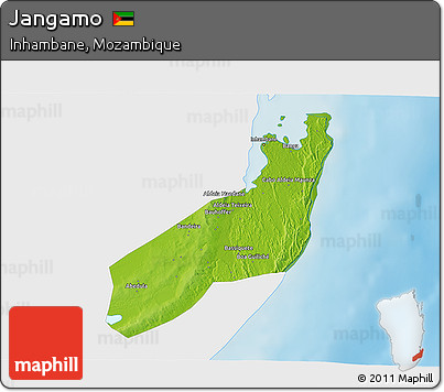 Physical 3D Map of Jangamo, single color outside