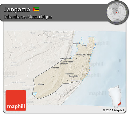 Shaded Relief 3D Map of Jangamo, lighten