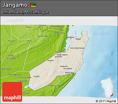 Shaded Relief 3D Map of Jangamo, physical outside