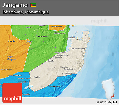 Shaded Relief 3D Map of Jangamo, political outside