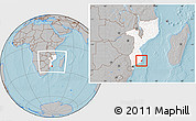 Gray Location Map of Jangamo, highlighted country, within the entire country, hill shading