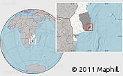 Gray Location Map of Jangamo, highlighted country, highlighted parent region, hill shading