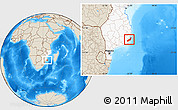 Shaded Relief Location Map of Jangamo, highlighted country