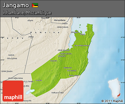 Physical Map of Jangamo, shaded relief outside