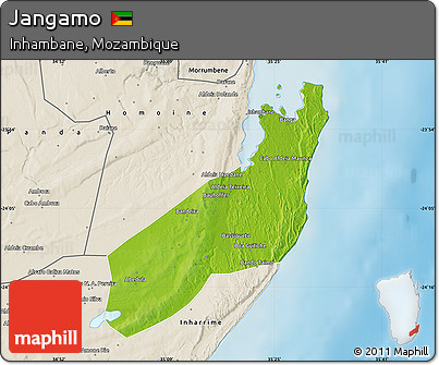 Physical Map of Jangamo, shaded relief outside