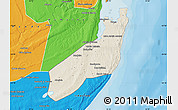 Shaded Relief Map of Jangamo, political outside