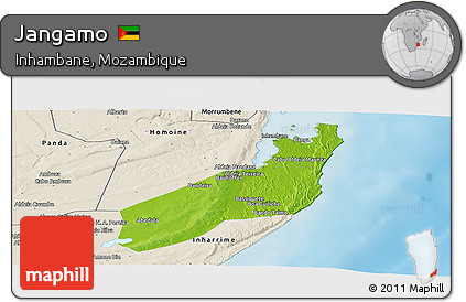 Physical Panoramic Map of Jangamo, shaded relief outside
