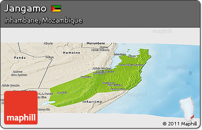 Physical Panoramic Map of Jangamo, shaded relief outside